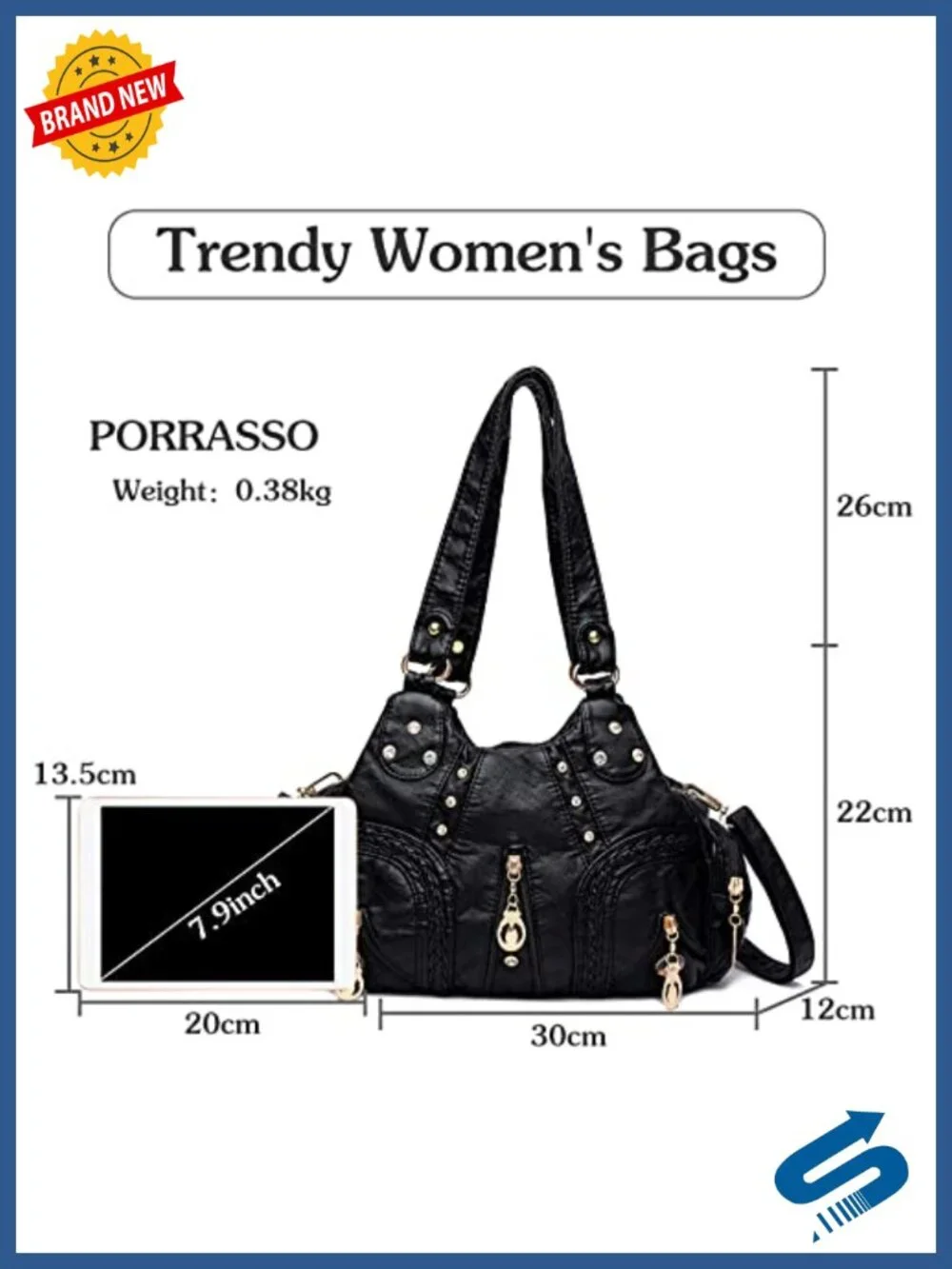 PU Leather Hobo Shoulder Bag Crossbody Women Top-Handle Purse